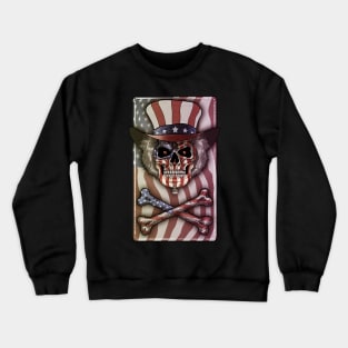 Uncle Sam Skull, America, 4th of July Crewneck Sweatshirt